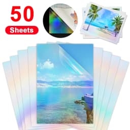 50 Sheets A4 Cold Laminating Film Holographic Sand Foil Adhesive Tape Back Stars Hot Stamping On Paper DIY Package Color Card