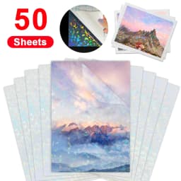 50 Sheets A4 Cold Laminating Film Holographic Sand Foil Adhesive Tape Back Stars Hot Stamping On Paper DIY Package Color Card