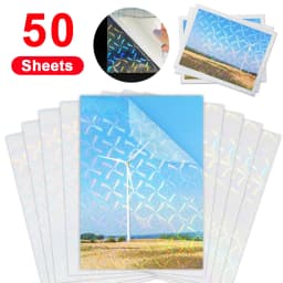 50 Sheets A4 Cold Laminating Film Holographic Sand Foil Adhesive Tape Back Stars Hot Stamping On Paper DIY Package Color Card