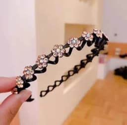 2022 New Fashion Hot Sale All-match Wave Rhinestones Pearl Braided Hair Clip Headband for Women Girl Hair Accessories Headwear