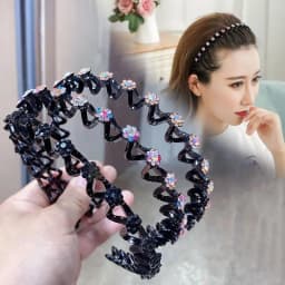 2022 New Fashion Hot Sale All-match Wave Rhinestones Pearl Braided Hair Clip Headband for Women Girl Hair Accessories Headwear