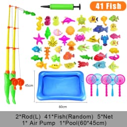 Kids Fishing Toy Set Play Water Toys for Baby Magnetic Rod and Fish with Inflatable Pool Outdoor Sport Toys for Children
