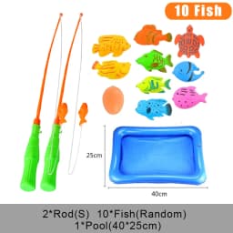 Kids Fishing Toy Set Play Water Toys for Baby Magnetic Rod and Fish with Inflatable Pool Outdoor Sport Toys for Children