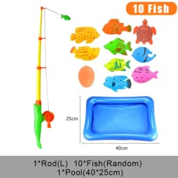 Kids Fishing Toy Set Play Water Toys for Baby Magnetic Rod and Fish with Inflatable Pool Outdoor Sport Toys for Children