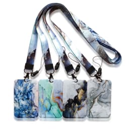 Marble Pattern Lanyard ID Badge Card Holder Office Worker Cardholder Cover Credit Card Case Card Protector Christmas Gift