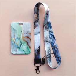 Marble Pattern Lanyard ID Badge Card Holder Office Worker Cardholder Cover Credit Card Case Card Protector Christmas Gift