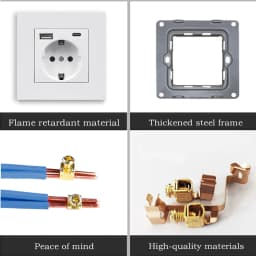 EIOMR Wall Type C Power Outlet Wall Light Switch 16A AC 220V 5V 2.1A with Usb Ports Quick Charge EU Standard USB Charging Socket