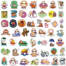 50/100pcs Cute Sloth Stickers Laptop Phone Fridge Guitar Notebook Skateboard Cartoon Graffiti Animal Sticker Decal for Kids Gift