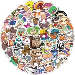 50/100pcs Cute Sloth Stickers Laptop Phone Fridge Guitar Notebook Skateboard Cartoon Graffiti Animal Sticker Decal for Kids Gift