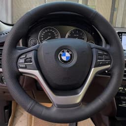 Car Accessorie For BMW X5 F15 2013 2014-2018 X6 F16 2015 -2019 Hand Stitch Microfiber Leather Braid Car Steering Wheel Cover