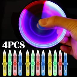 Glow Rotating Spinning Gaming Pen Cool LED Colourful Luminous Flash Ball Point Stress Relief Toys Ballpoint Pen with Battery