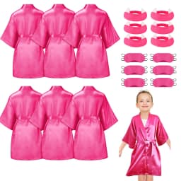 10/6Packs Birthday Squad Robes Spa Party Girls Queen Robe Soft Silk Satin Kimono Bathrobes DIY Bathrobes with Blindfold Headband