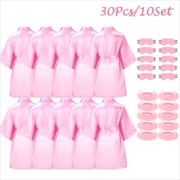 10/6Packs Birthday Squad Robes Spa Party Girls Queen Robe Soft Silk Satin Kimono Bathrobes DIY Bathrobes with Blindfold Headband