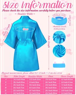 10/6Packs Birthday Squad Robes Spa Party Girls Queen Robe Soft Silk Satin Kimono Bathrobes DIY Bathrobes with Blindfold Headband