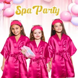 10/6Packs Birthday Squad Robes Spa Party Girls Queen Robe Soft Silk Satin Kimono Bathrobes DIY Bathrobes with Blindfold Headband