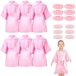 10/6Packs Birthday Squad Robes Spa Party Girls Queen Robe Soft Silk Satin Kimono Bathrobes DIY Bathrobes with Blindfold Headband