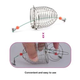 FLYSAND Fishing Cage Fishing Stainless Steel Bait Cage Basket Feeder Holder Fishing Lure Cage 3 Sizes S/M/L Fishing Feeder Cage