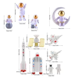 Astronaut Figurine Cake Toppers Miniature Rocket Space Shuttle Boy Birthday Supplies Party Decoration Baby Shower Ornament