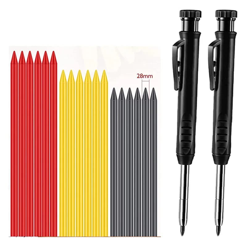 Carpenter Pencils 2.8mm Refills Long Nosed Deep Hole Tip Welding Mechanical Marker Built in Sharpener for Woodworking Drafting