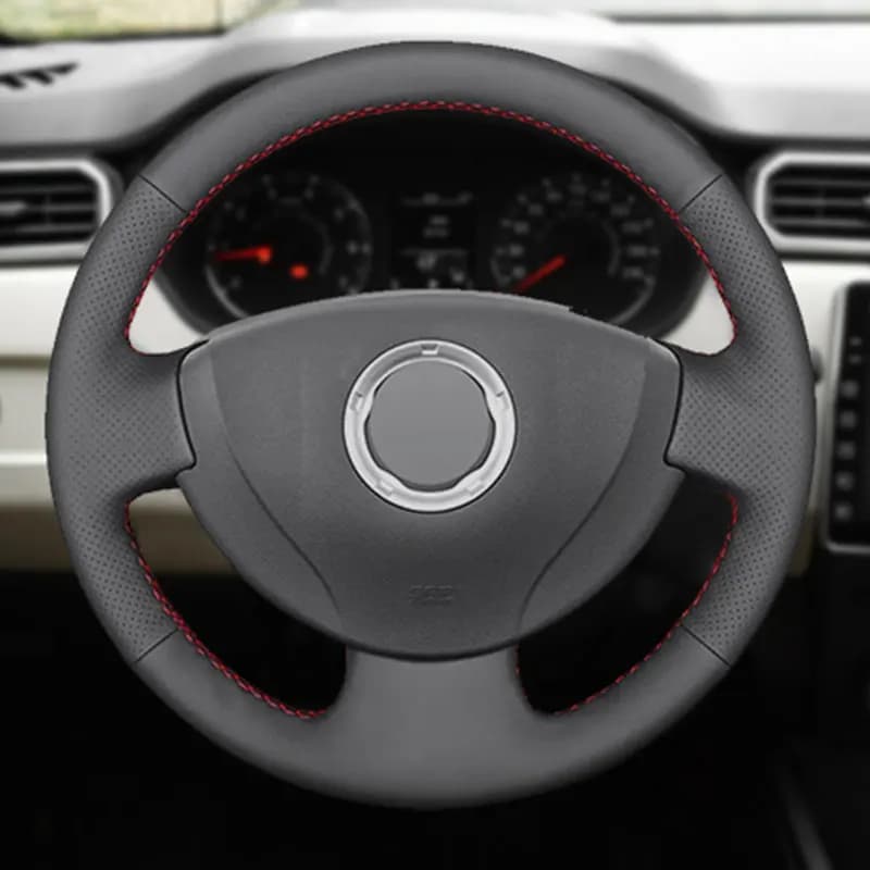 For Renault Logan 1 Sandero Symbol Clio Twingo Lada Largus Nissan Almera 3 G15 Hand Braid Car Steering Wheel Cover Leather Trim