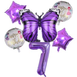 6pcs Purple Butterfly Foil Balloons Set 40inch Purple Number Helium Balloon Birthday Party Decorations Kids Baby Showers Girl