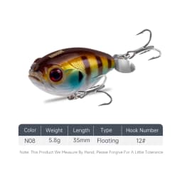 Kingdom Fishing Lure 35mm 5.4g Topwater Whopper Plopper Lure Floating Wobbler Artificial Hard Bait with Popper Pike Fishing
