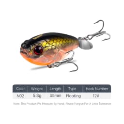 Kingdom Fishing Lure 35mm 5.4g Topwater Whopper Plopper Lure Floating Wobbler Artificial Hard Bait with Popper Pike Fishing