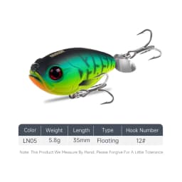 Kingdom Fishing Lure 35mm 5.4g Topwater Whopper Plopper Lure Floating Wobbler Artificial Hard Bait with Popper Pike Fishing