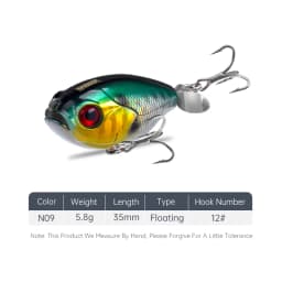 Kingdom Fishing Lure 35mm 5.4g Topwater Whopper Plopper Lure Floating Wobbler Artificial Hard Bait with Popper Pike Fishing