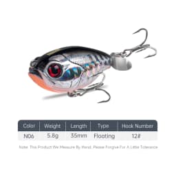 Kingdom Fishing Lure 35mm 5.4g Topwater Whopper Plopper Lure Floating Wobbler Artificial Hard Bait with Popper Pike Fishing