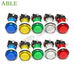 Arcade Push Button 33mm transparent Muilt Colour With Led Light Micro Switch Round For Arcade Machine Parts