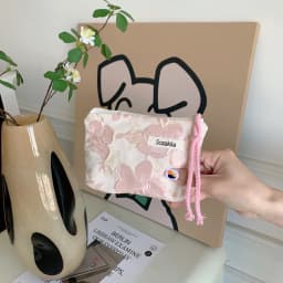 Kawaii Floral Travel Cosmetic Lipstick Coin Purse Storage Bag Women Cute Makeup Handbags Wallet Organizer Pencil Cases Pouch Bag