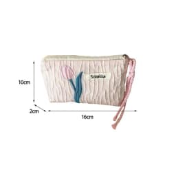 Kawaii Floral Travel Cosmetic Lipstick Coin Purse Storage Bag Women Cute Makeup Handbags Wallet Organizer Pencil Cases Pouch Bag