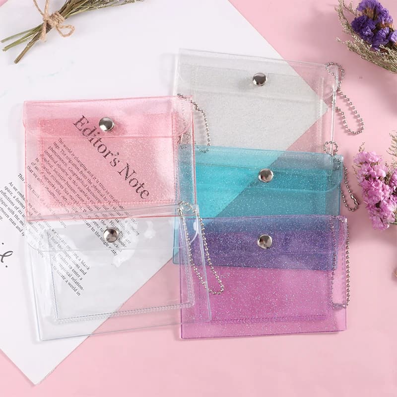 1Pc Women's Credit Card Holder Wallet Fashion Transparent Waterproof PVC Business Card ID Card Wallet Girl Coin Purse Bag