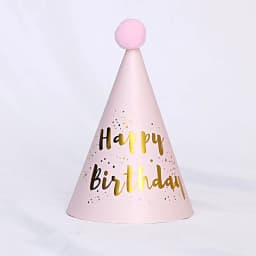 Happy Birthday Cone Hat Girls Boys Pink Black Gold Hats with Pom Poms Paper Cone Striped Dot Hat Birthday Party Decor Supplies