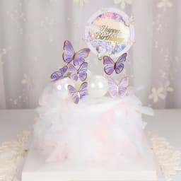 1 Set Girl's Back Butterfly Happy Birthday Cake Toppers Pink DIY Wedding Party Cake Topper Dessert Decoration Baby Shower Gift