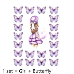 1 Set Girl's Back Butterfly Happy Birthday Cake Toppers Pink DIY Wedding Party Cake Topper Dessert Decoration Baby Shower Gift