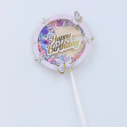 1 Set Girl's Back Butterfly Happy Birthday Cake Toppers Pink DIY Wedding Party Cake Topper Dessert Decoration Baby Shower Gift