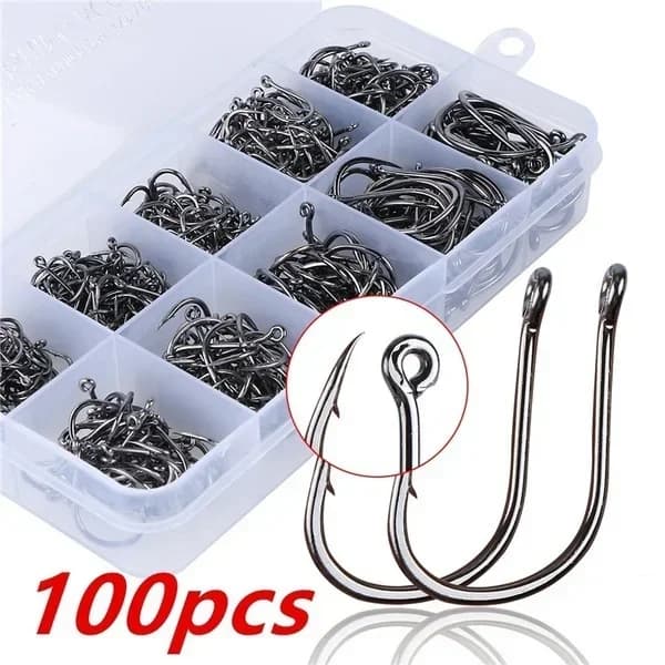 Brand new 100 pieces/box High quality carbon steel carp fishing bait Sharp fish hook 10 sizes available