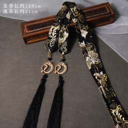 Chinese Style Dragon Pendant Tassel Headwear Antique Hanfu Headband for Women Men Satin Long Ribbon Embroidery Hair Bands