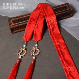 Chinese Style Dragon Pendant Tassel Headwear Antique Hanfu Headband for Women Men Satin Long Ribbon Embroidery Hair Bands