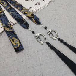 Chinese Style Dragon Pendant Tassel Headwear Antique Hanfu Headband for Women Men Satin Long Ribbon Embroidery Hair Bands