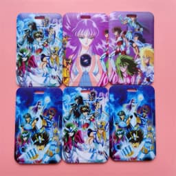 Cartoon Saint Seiy Girls Boy Lanyard Card holders Credit Card ID Badge Holder Student Men Bus Business Cardholder Keychain