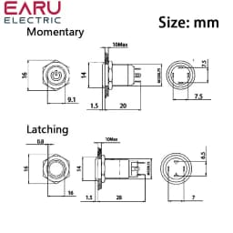 12mm Reset Metal Button Start Stop Power Switch with LED Light 5V 12V 24V Small Button Inching Switch Waterproof and Dustproof