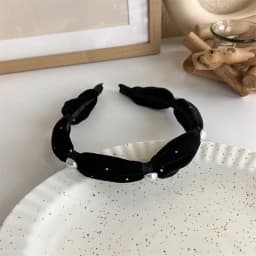 Winter Solid Velvet Bezel Women Girl Broadside Hair Bands  Pearl Cross Headband Hair Hoop Fashion Black Leather Braided Hairband