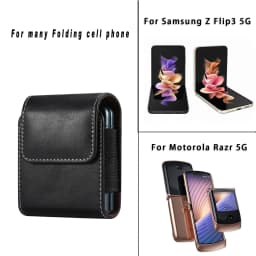 Leather Belt Clip Case Men Waist Bag For Samsung Z Flip 7 6 5 4 3 5G,Galaxy Flip7 Flip6 Flip5 Flip3,Oppo Find Vivo Holster Pouch