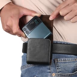 Leather Belt Clip Case Men Waist Bag For Samsung Z Flip 7 6 5 4 3 5G,Galaxy Flip7 Flip6 Flip5 Flip3,Oppo Find Vivo Holster Pouch