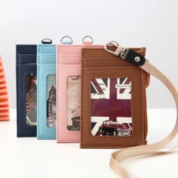 Leather Credit Card Holder with Neck Lanyard Women Men Multi-card Coin Money Key Card Wallet Student Bus ID Card Bags Purse Bag