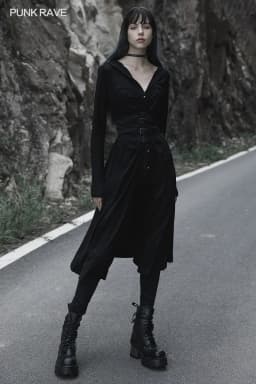PUNK RAVE Women's Futuristic Sense Cool Waistband Has Adjustment Buckle Punk Female Accessories Slim Body Black Girdle Belts