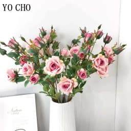 5 Head/Bundle Artificial Flowers Silk Rose Long Branch Bouquet for Wedding Home Decoration Fake Plants DIY Wreath Accessories